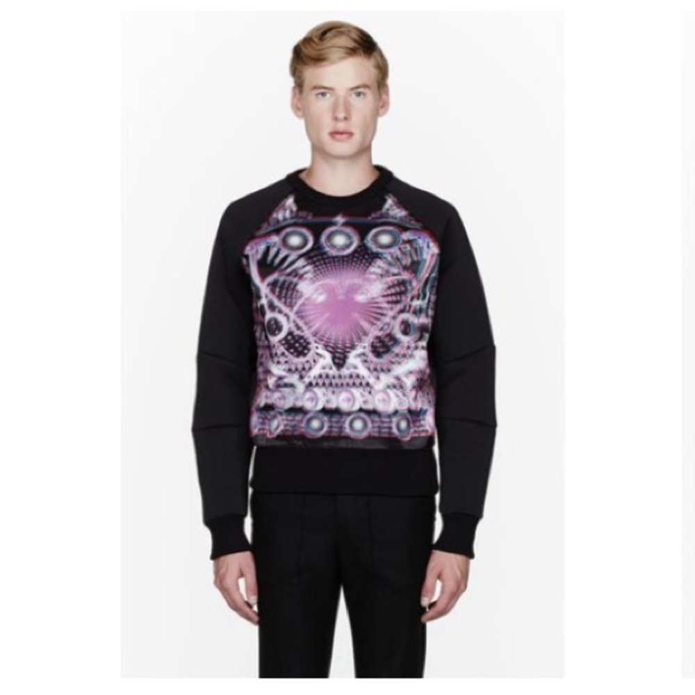 Juun.J Neoprene Layered Hologram Print Sweatshirt